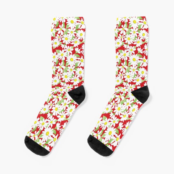 Daisies on Red Socks