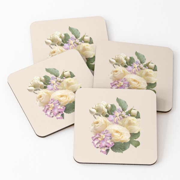 Item preview, White ivory roses and purple hydrangea bouquet. designed and sold by RinaMDesigns.