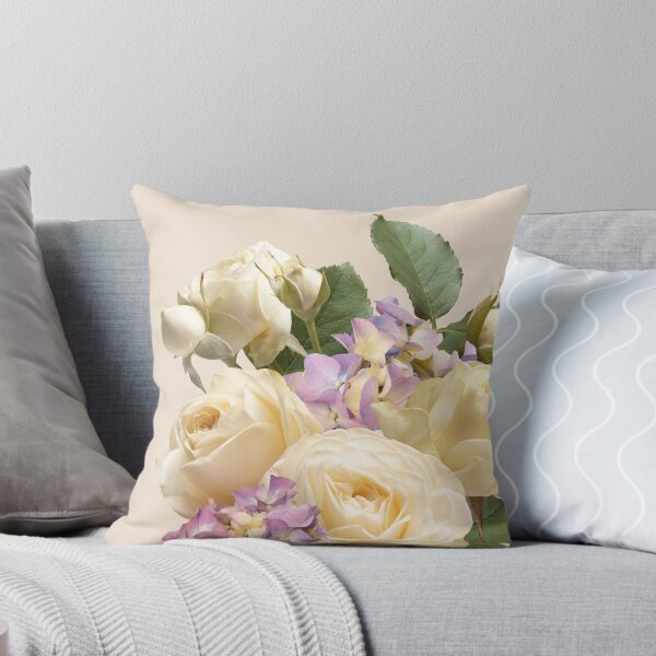 Item preview, White ivory roses and purple hydrangea bouquet. designed and sold by RinaMDesigns.