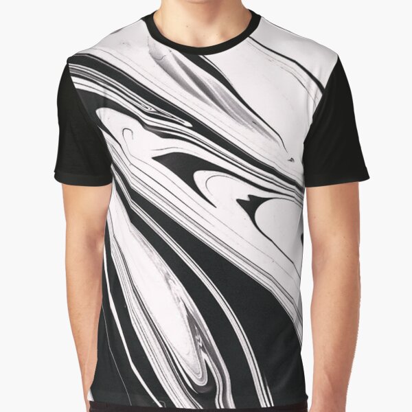 BLACK AND WHITE LIQUID PATTERN Graphic T-Shirt