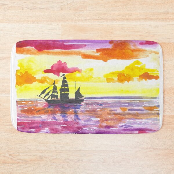 Item preview, Sunset and Boat  Watercolor #3 designed and sold by BreonBliss.