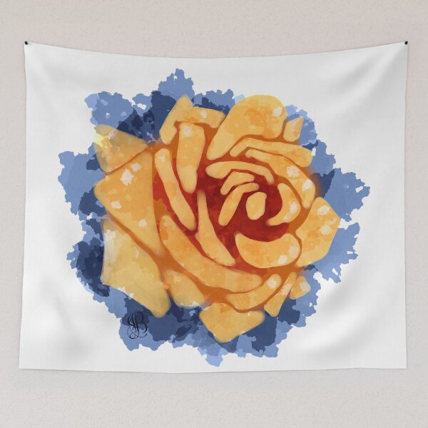 Item preview, Orange Rose on Blue Semi Abstract designed and sold by ByJezie.