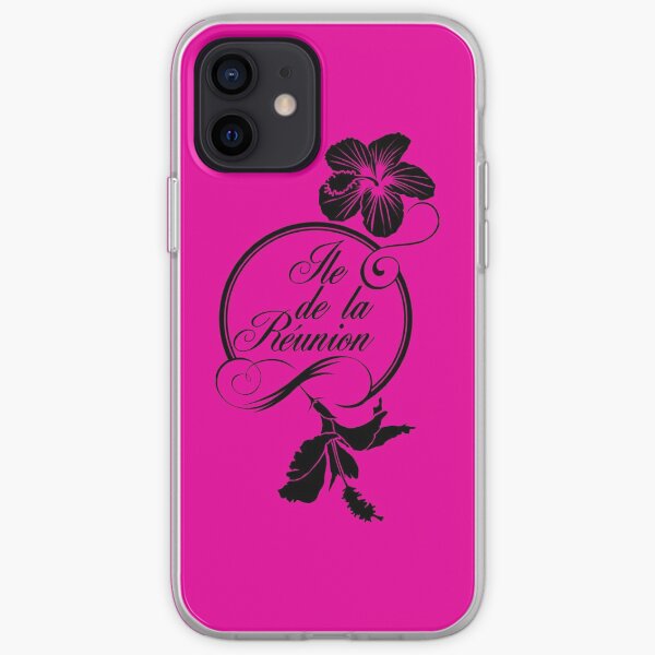 Hibiscus - Ile de La Reunion - Logo Noir Coque souple iPhone