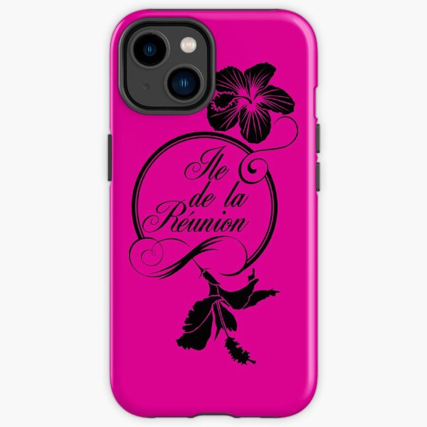 Hibiscus - Ile de La Reunion - Logo Noir Coque antichoc iPhone