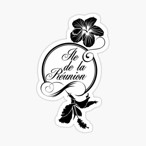 Hibiscus - Ile de La Reunion - Logo Noir Sticker