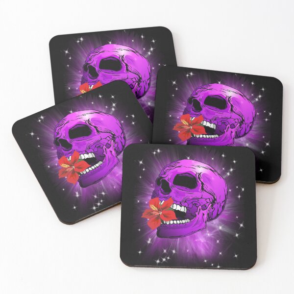 Item preview, Purple Sugar Skull with Hibiscus Flower designed and sold by BluedarkArt.
