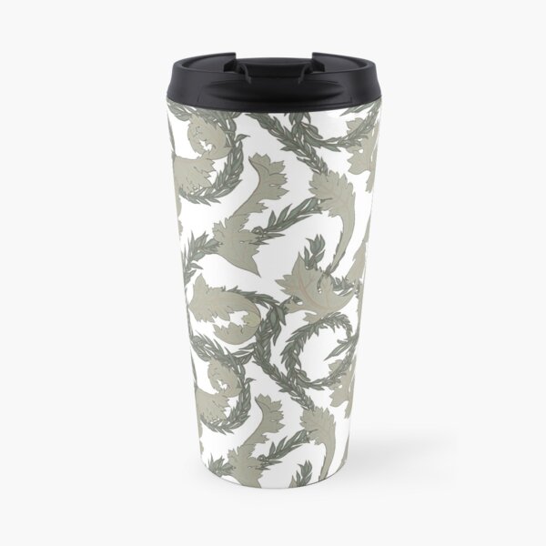 Acanthus Leaves Old Fashioned Floral Pattern Travel Mug