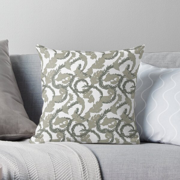 Acanthus Leaves Old Fashioned Floral Pattern Throw Pillow