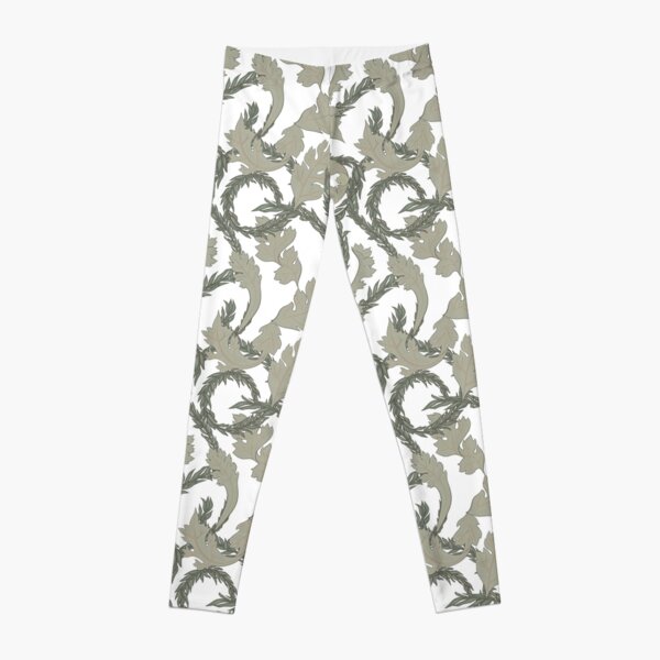 Acanthus Leaves Old Fashioned Floral Pattern Leggings