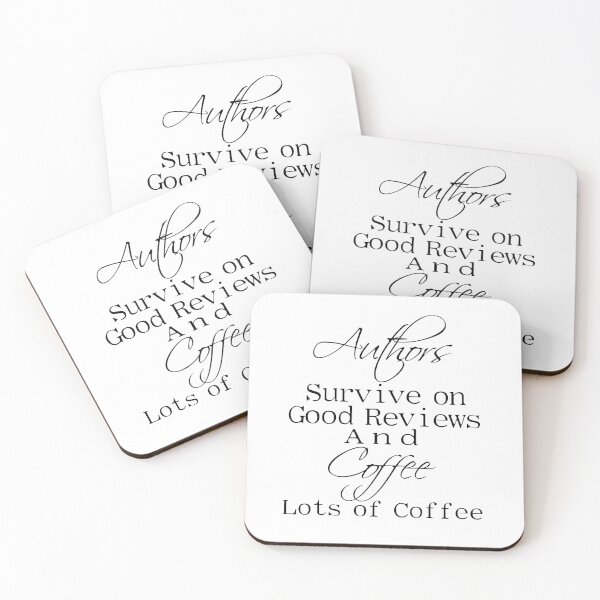 Item preview, Authors Survive on Reviews and Coffee Sticker designed and sold by Dark Angel Graphics.