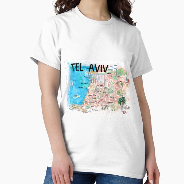 Item preview, Tel Aviv Israel Illustrated Map with Roads Landmarks and Highlights designed and sold by artshop77.