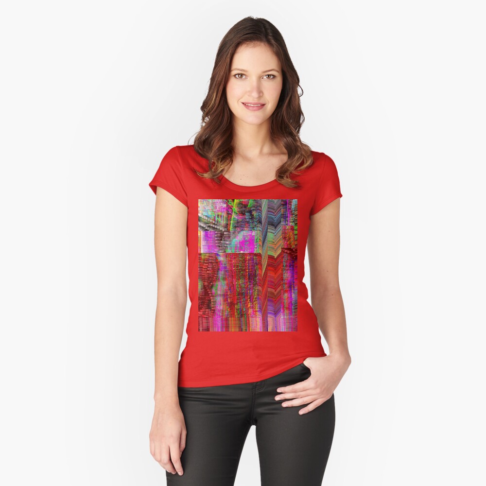 Glitch Art Fitted Scoop T-Shirt
