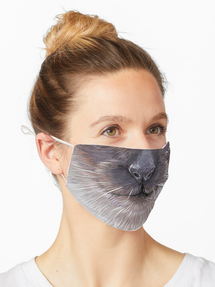 Thumbnail 1 of 5, Mask, Siamese Cat Face Mask designed and sold by CatharineJo.