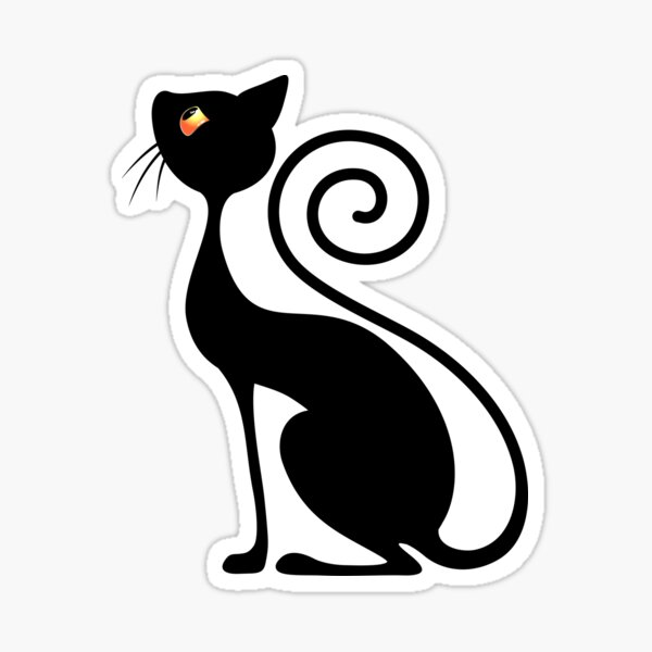 Black Cat Vintage Style Design Sticker