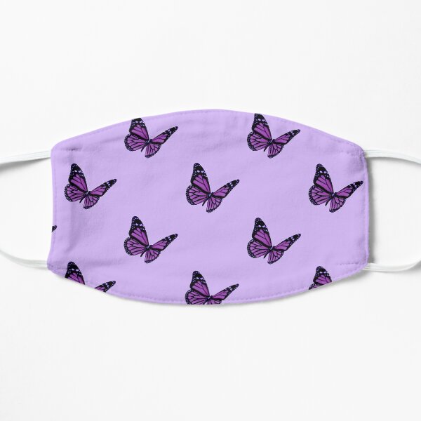 aesthetic purple butterfly Flat Mask