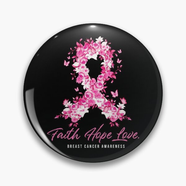 Butterfly Faith Hope Love Breast Cancer Awareness Pin Button