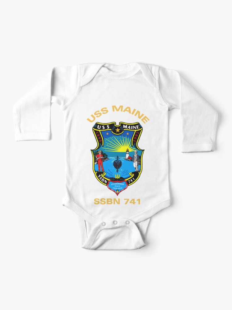 Uss Maine Ssbn 741 Crest For Dark Colors Baby One Piece By Spacestuffplus Redbubble