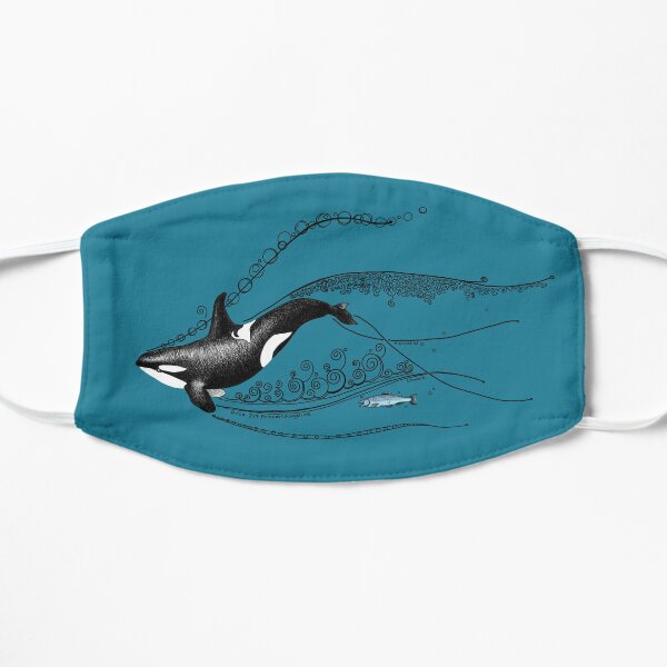 Orca and Salmon Doodle Mask