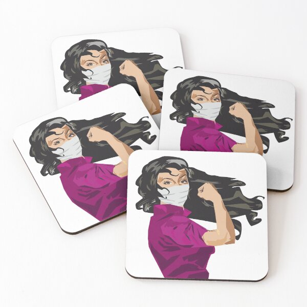 Item preview, Gorgeous Powerful Woman in Facemask Showing Bicep designed and sold by Michelle Sarah.