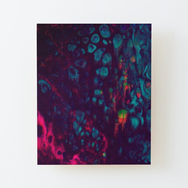Synthwave- Glitchy Abstract Pixel Art Wood Mounted Print