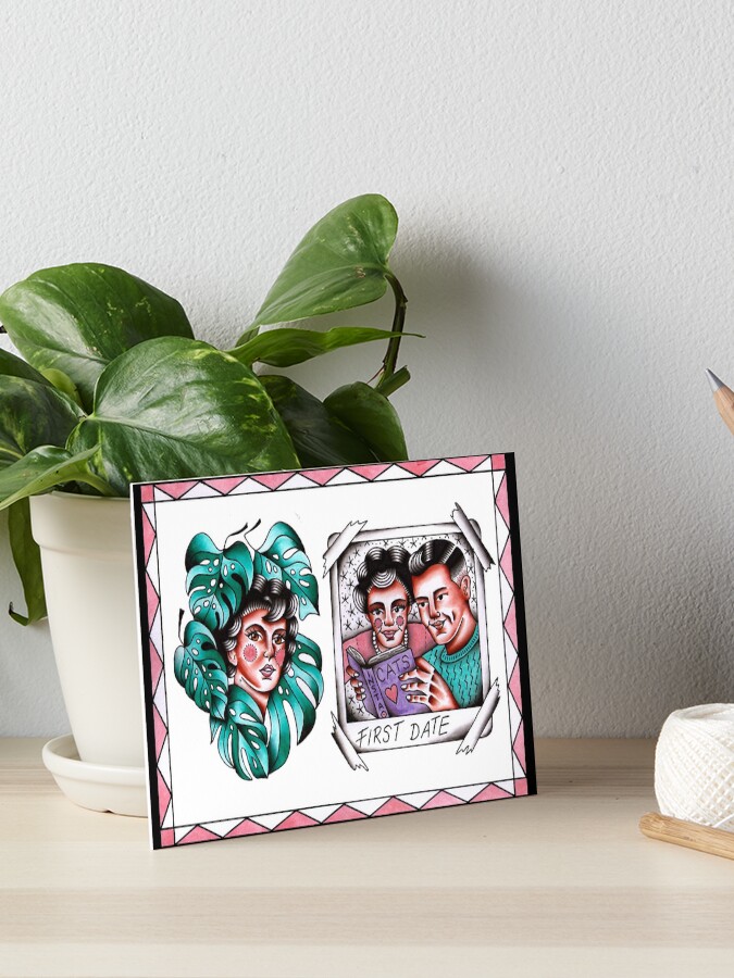 Erstes Date Traditionelles Tattoo Madchen Versteckt Pflanzen Galeriedruck Von Suburbanstoic Redbubble