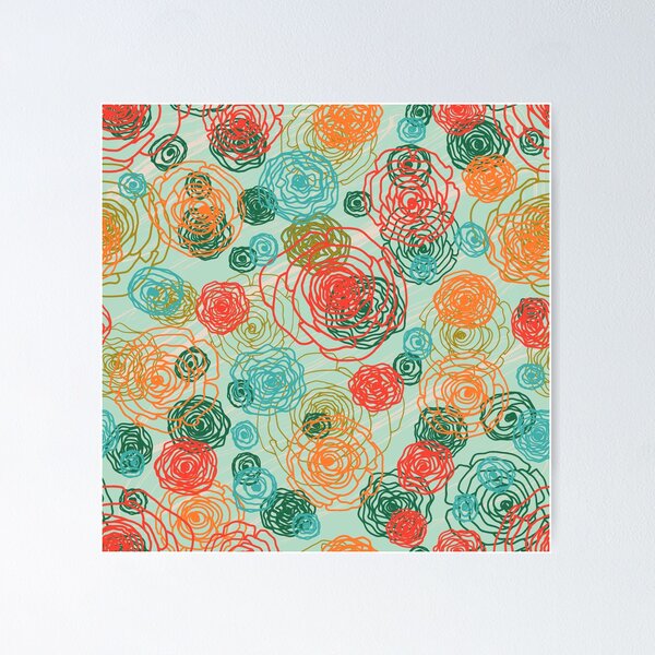 Item preview, Floral sketch seamless pattern on light mint green designed and sold by Yulia Chepurova.