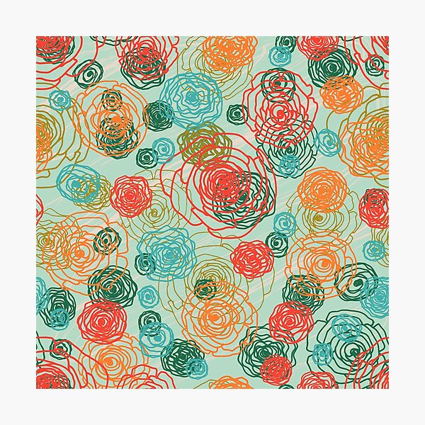 Item preview, Floral sketch seamless pattern on light mint green designed and sold by Yulia Chepurova.