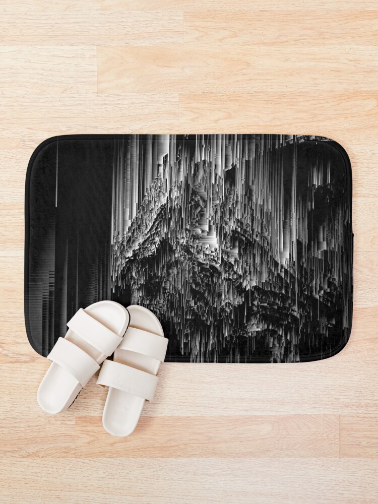 Alternate view of Night of the Glitches - Abstract Pixel Art Bath Mat