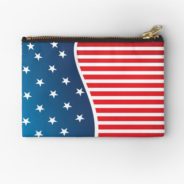 Patriotic Red and Blue American Stars and Stripes Zipper Pouch