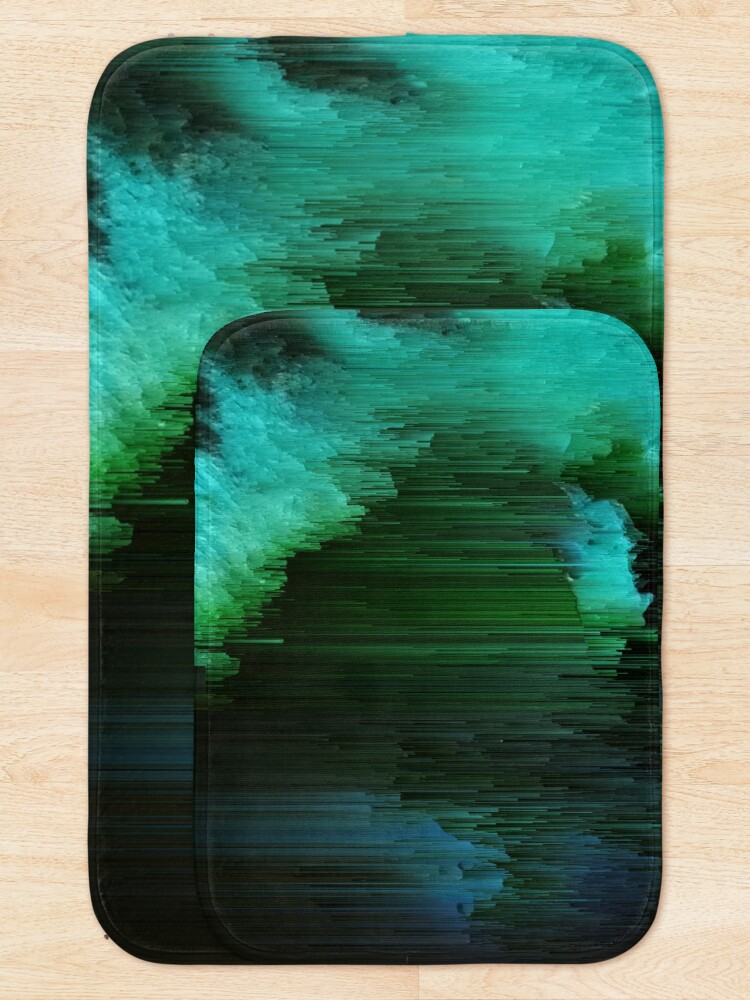 Alternate view of Aurora Borealis - Abstract Glitchy Pixel Art Bath Mat