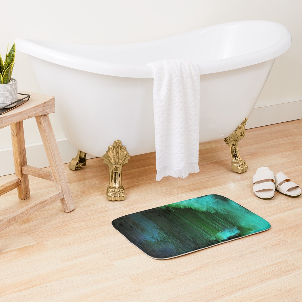 Aurora Borealis - Abstract Glitchy Pixel Art Bath Mat