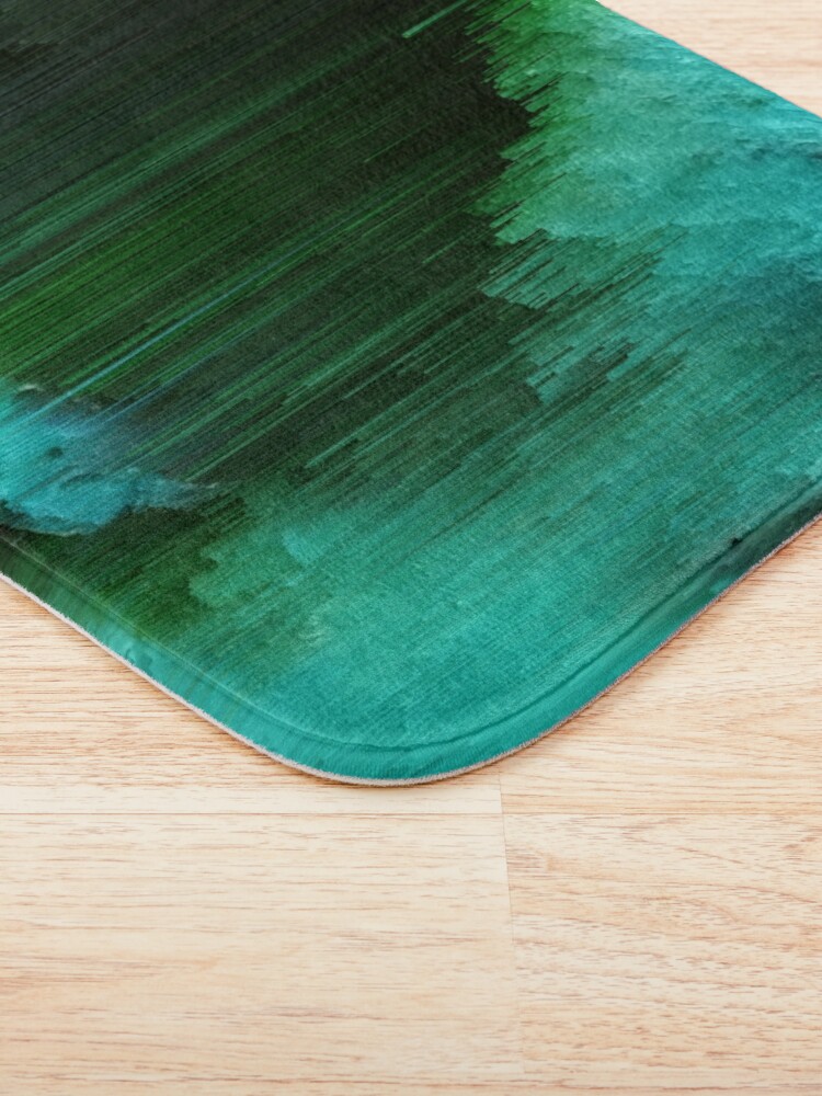 Alternate view of Aurora Borealis - Abstract Glitchy Pixel Art Bath Mat