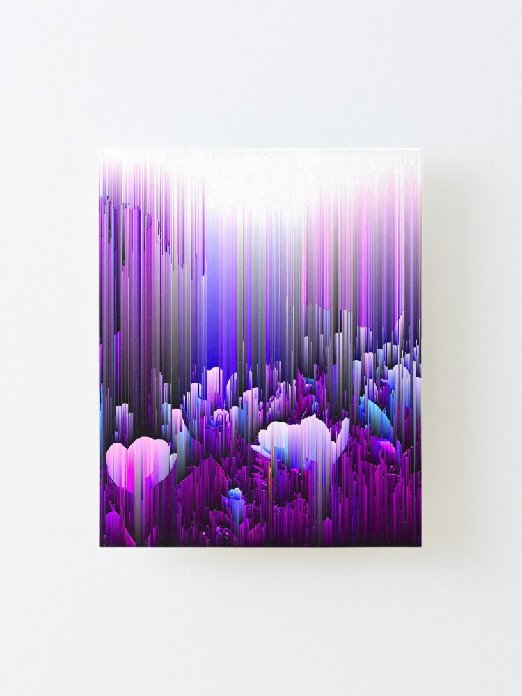 Alternate view of Rain of Lavender - Glitch Abstract Pixel Art Mounted Print