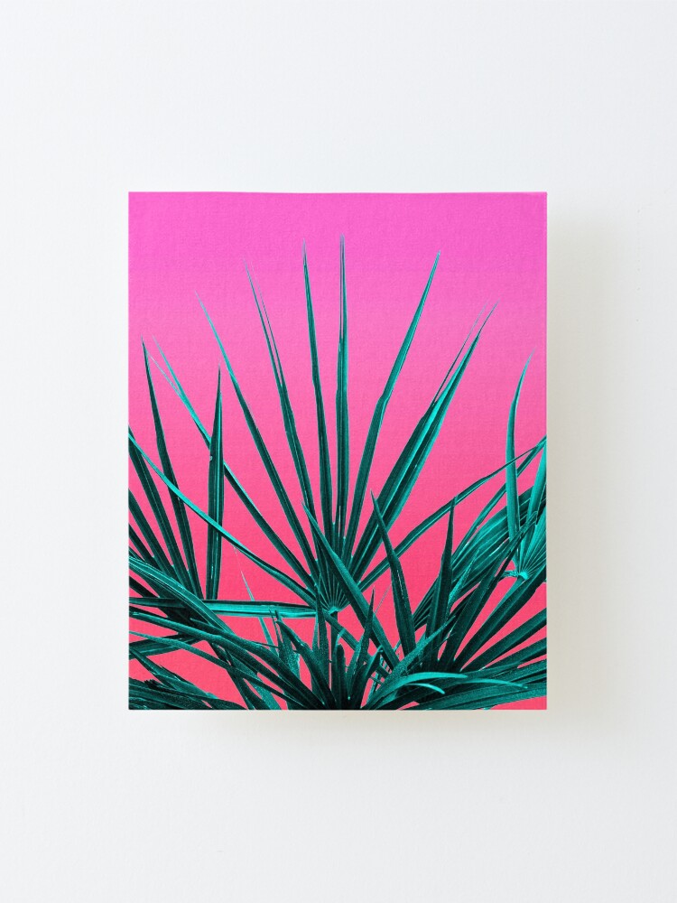 Alternate view of Pink Palm Life - Miami Vaporwave Mounted Print