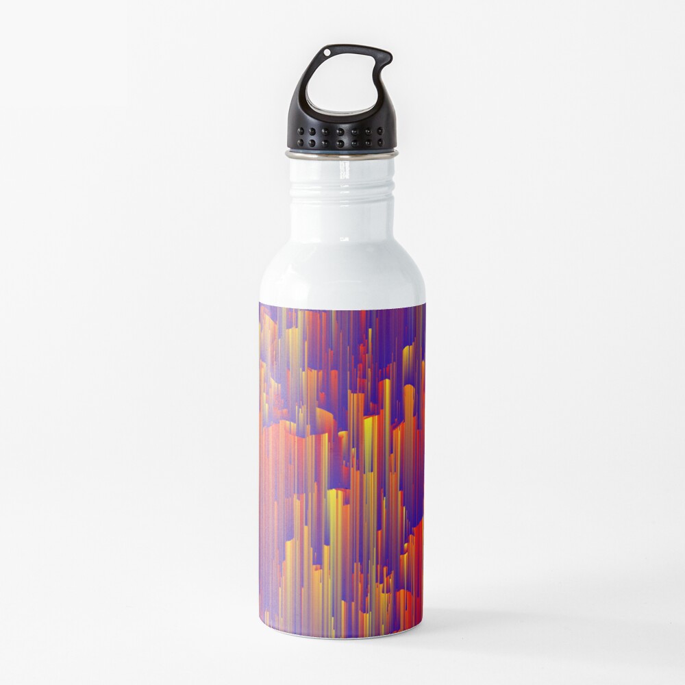 Fiery Rain - Pixel Abstract Art Water Bottle