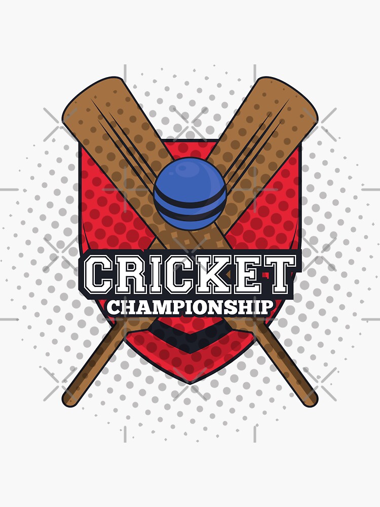 "Cricket bats and ball logo" Sticker by Delicarte Redbubble