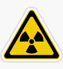 Radioactive Symbol Warning Sign - Radioactivity - Radiation - Yellow & Black - Triangular Sticker