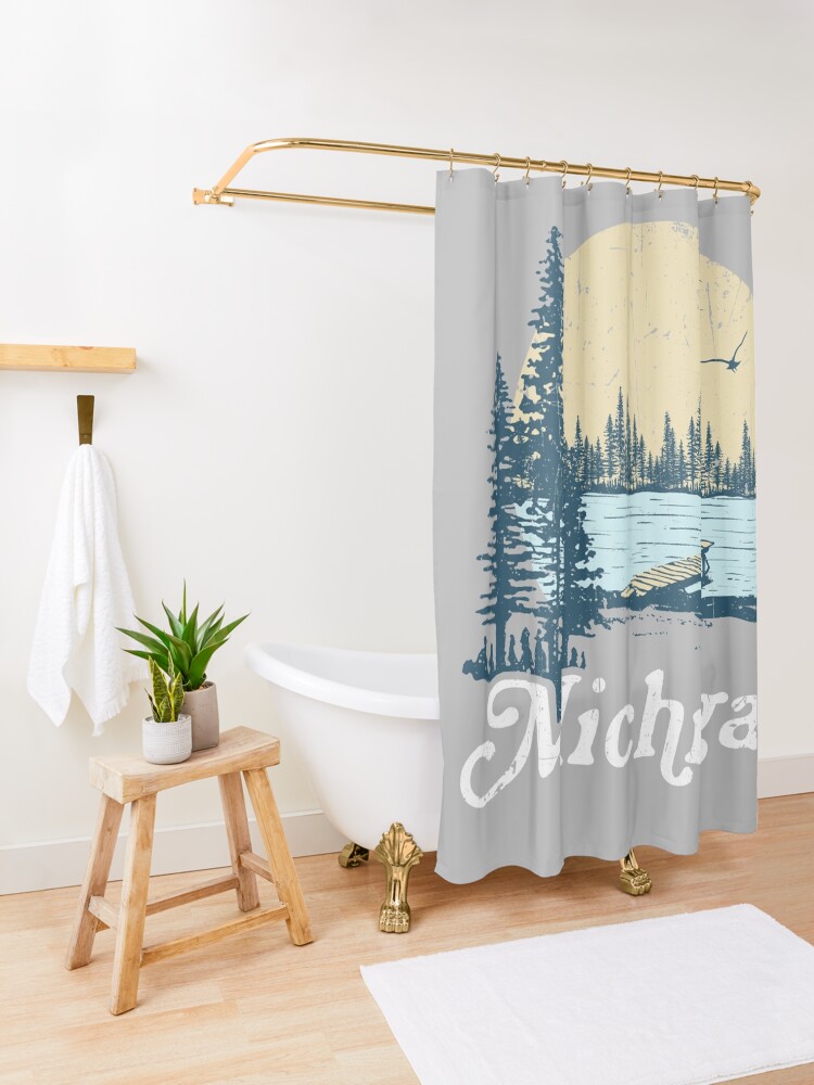 "Vintage Michigan Dock on a Lake" Shower Curtain for Sale by