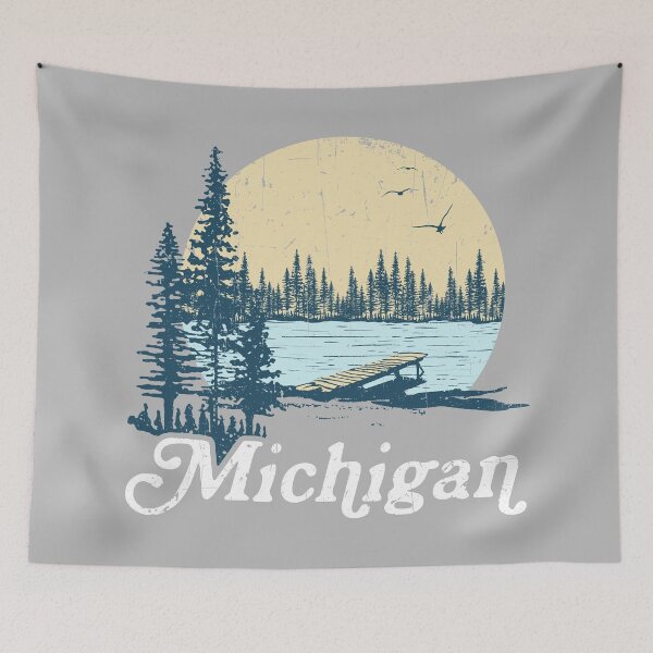 Item preview, Vintage Michigan Dock on a Lake designed and sold by GreatLakesLocal.