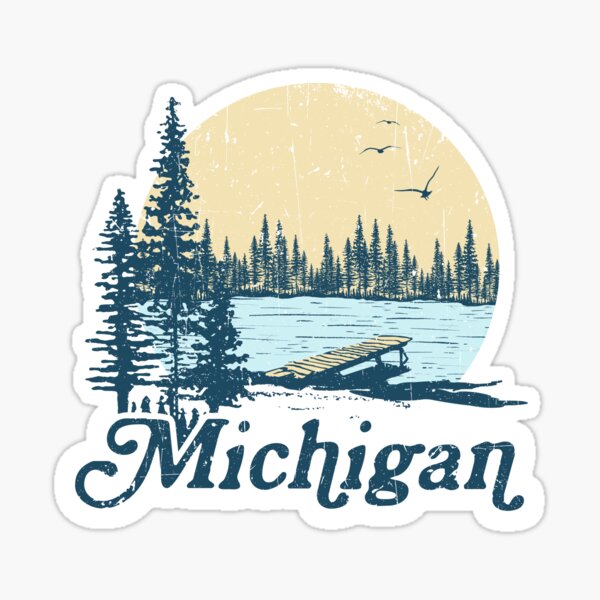 Item preview, Vintage Michigan Dock on a Lake designed and sold by GreatLakesLocal.