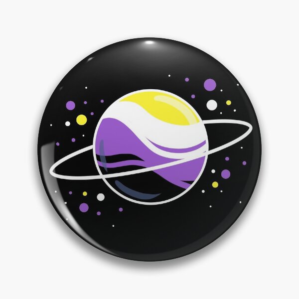 Vista previa del artículo con la obra «Planeta espacial no binario», diseñado y vendido por queerappear.