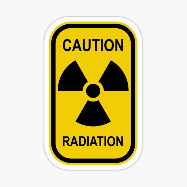 Radioactive Symbol Warning Sign - Radioactivity - Radiation - Yellow & Black - Rectangular Sticker
