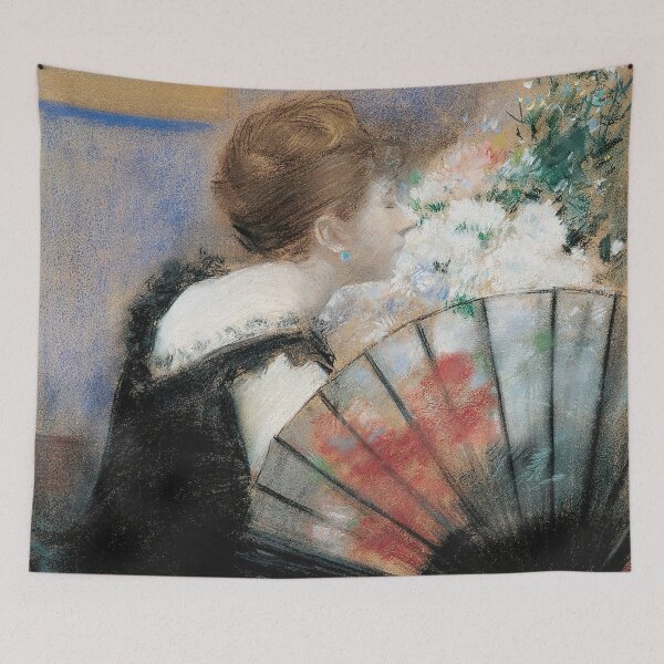 Aperçu de l'œuvre Jean-Louis Forain - Femme respirant des fleurs créée et vendue par Impressionist Masters.