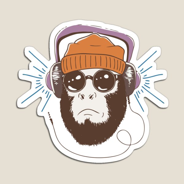 Monkey Chimp Dj Monkey With Headphones Magnets | Redbubble