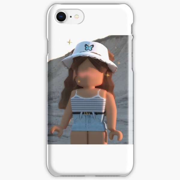 Roblox Hat Iphone Cases Covers Redbubble - cute roblox character girl aesthetic poses brown hair roblox gfx