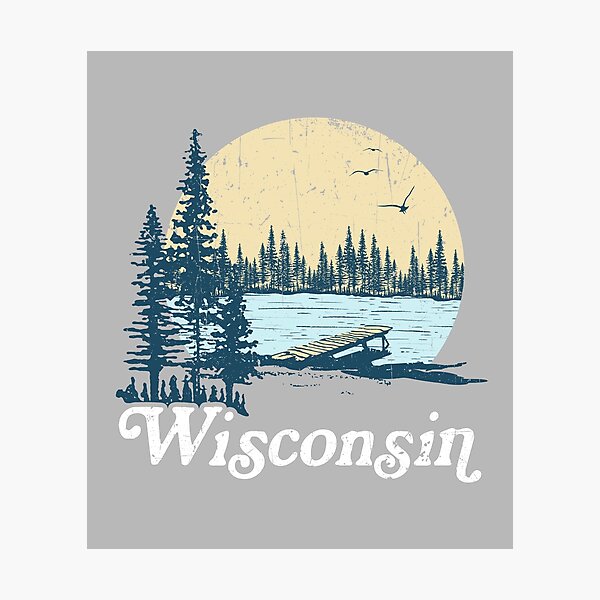 Item preview, Vintage Wisconsin Dock on a Lake designed and sold by GreatLakesLocal.