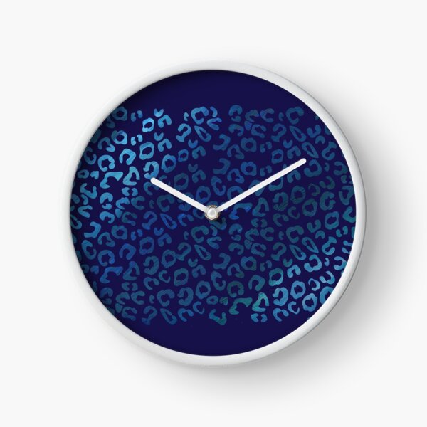 Blue Leopard Clock