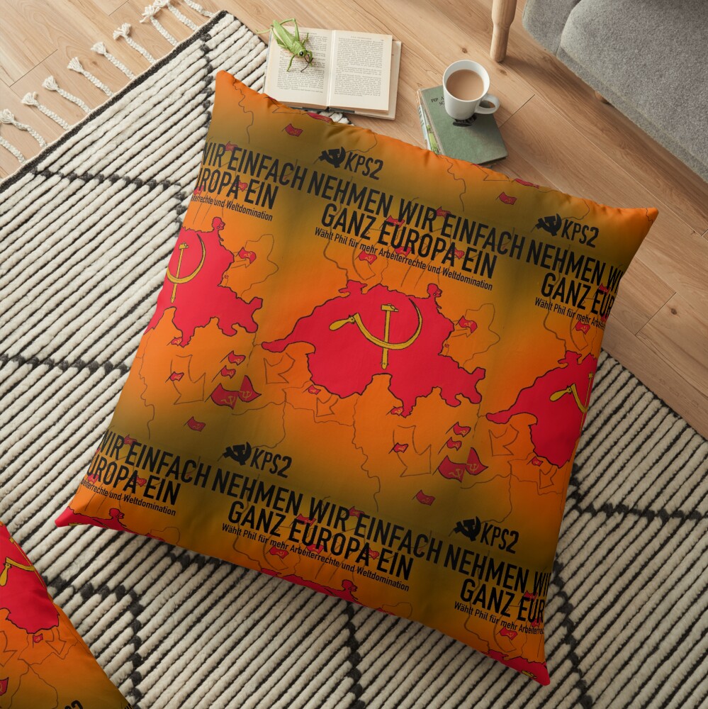 Swiss Communist Propaganda for World Domination (Epic Satire) Floor Pillow
