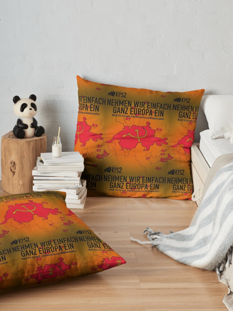 Alternate view of Swiss Communist Propaganda for World Domination (Epic Satire) Floor Pillow
