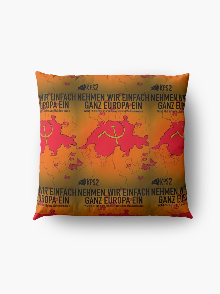 Alternate view of Swiss Communist Propaganda for World Domination (Epic Satire) Floor Pillow